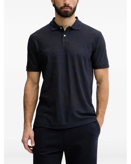 Guess Black Jacquard-Logo Polo Shirt for men