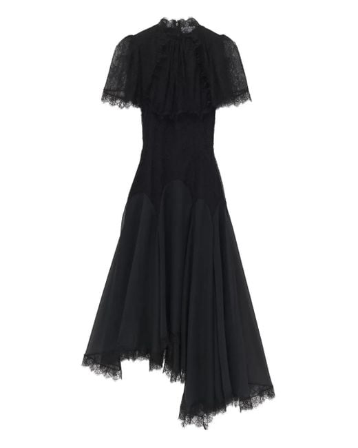 Alexander McQueen レース ラッフル ドレス Black