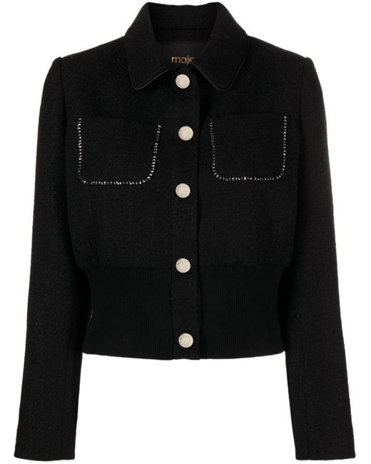 Maje Black Tailored Tweed Jacket