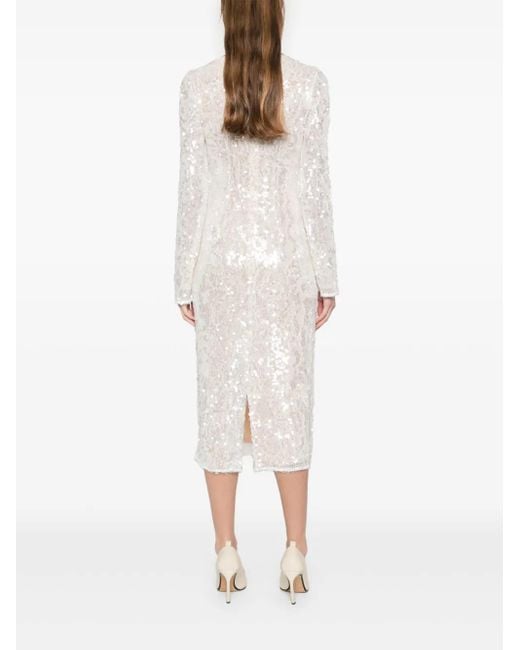 Robe Mi-Longue À Ornements De Sequins Patrizia Pepe en coloris White