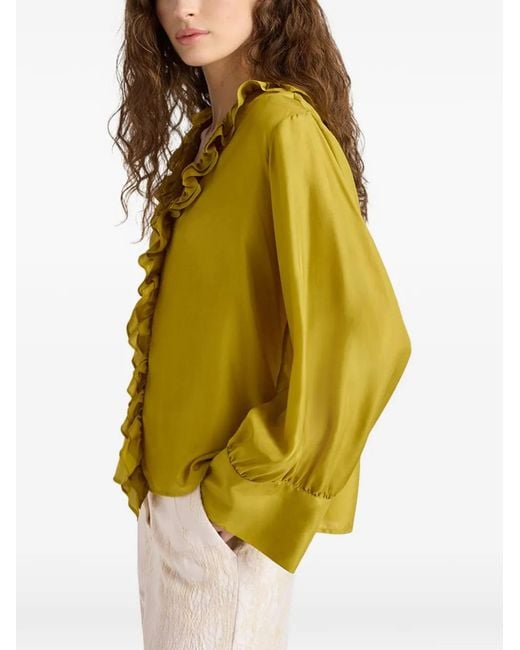 Momoní Yellow Ruffled V-Neck Blouse