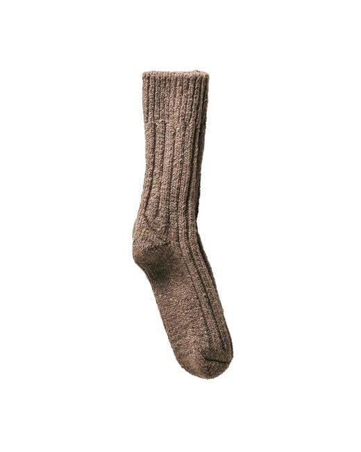 yahae Brown Low-Gauge Ribbed Socks