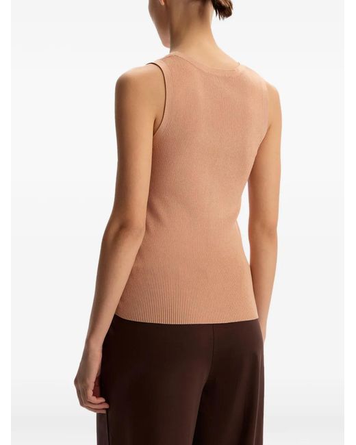 12 STOREEZ Brown Ribbed Tank Top