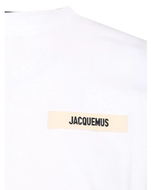 Jacquemus White Logo-Patch Cotton T-Shirt for men