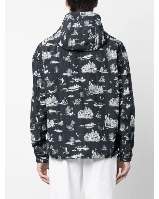 Woolrich Blue Graphic Print Ripstop Windbreaker for men
