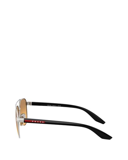 Prada Linea Rossa White Pilot-Frame Sunglasses for men