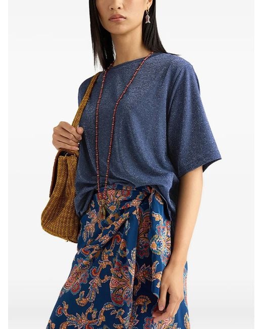 Momoní Blue Iora Short-Sleeves Crew-Neck T-Shirt