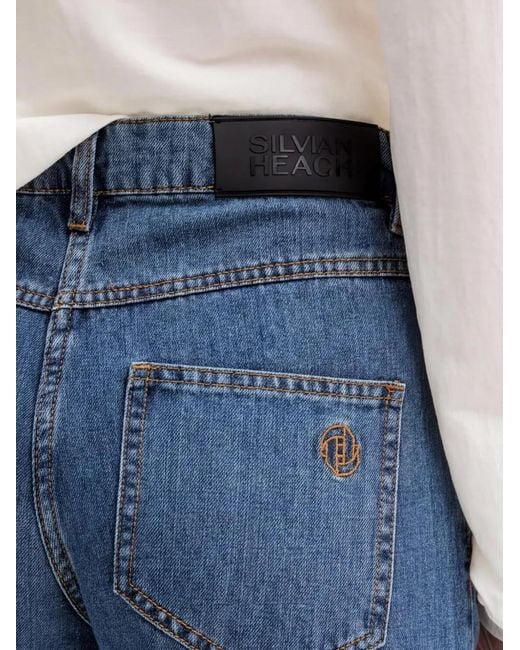 Silvian Heach Blue Logo-Embroidery Jeans