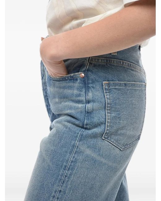 Tanaka Blue Wide-Leg Cropped Jeans