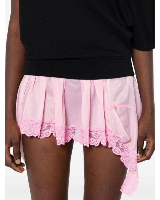 all in Pink Lace-trim Mini Skirt
