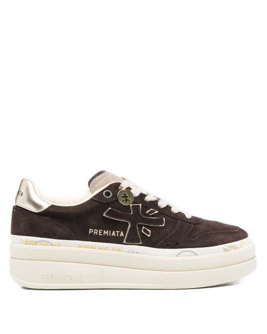 Premiata Suède Sneakers Met Plateauzool in het Brown