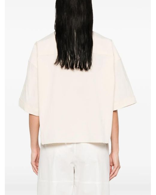 Nackiyé White Dad's Crop Pocket Frayed Shirt