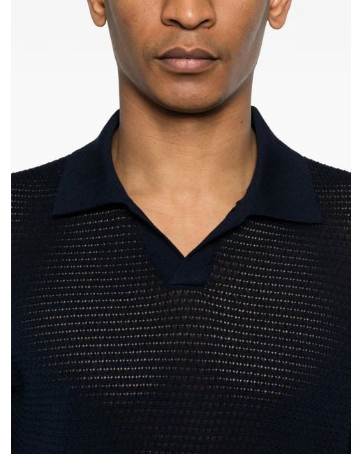 Tagliatore Black V-Neck Knitted T-Shirt for men