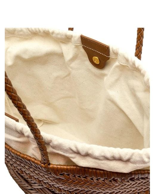 Gianni Chiarini Brown Paloma Drawstring Woven Tote Bag