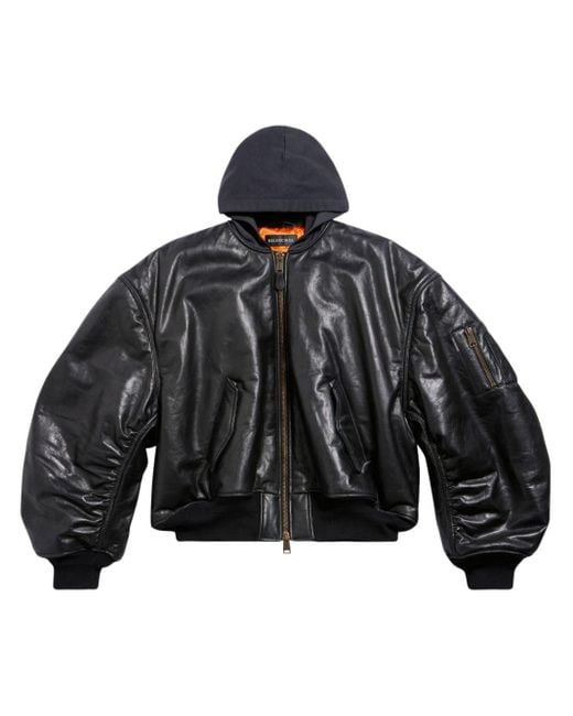 Balenciaga Black Diy Metal Leather Bomber Jacket for men