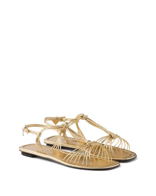Prada Natural Leather Flat Sandals