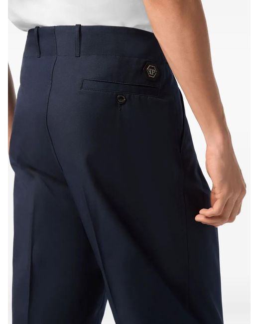 Philipp Plein Blue Classic Fit Tapered Trousers for men