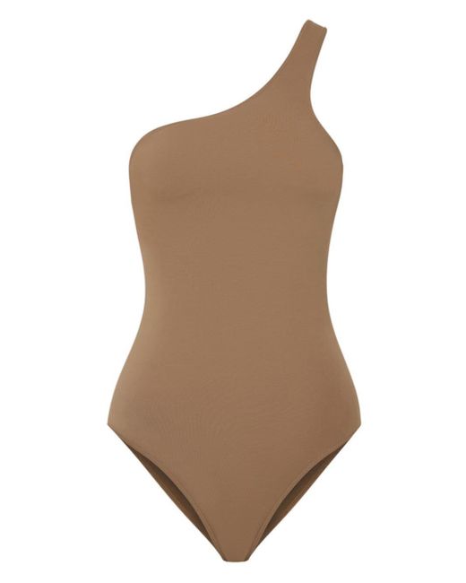 12 STOREEZ Brown One-shoulder Backless Swimsuit