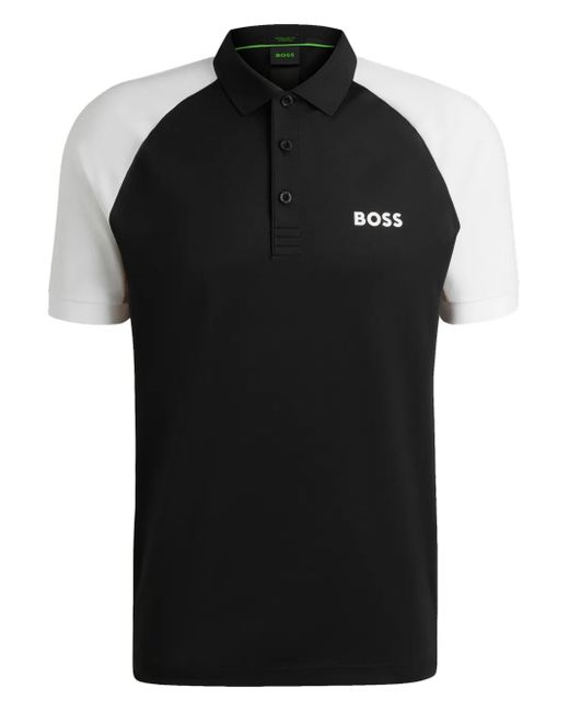 メンズ Boss バイカラー ポロシャツ Black