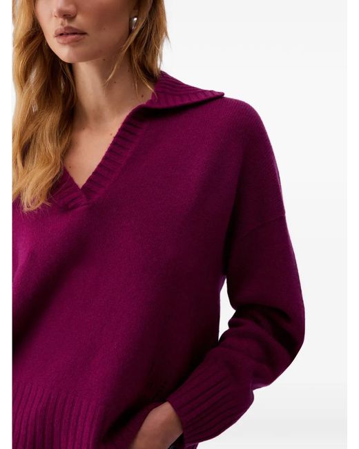 Liu Jo Purple V-Neck Collared Jumper