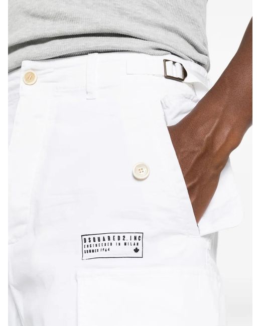 DSquared² White Logo-Patch Flap-Pocket Trousers for men