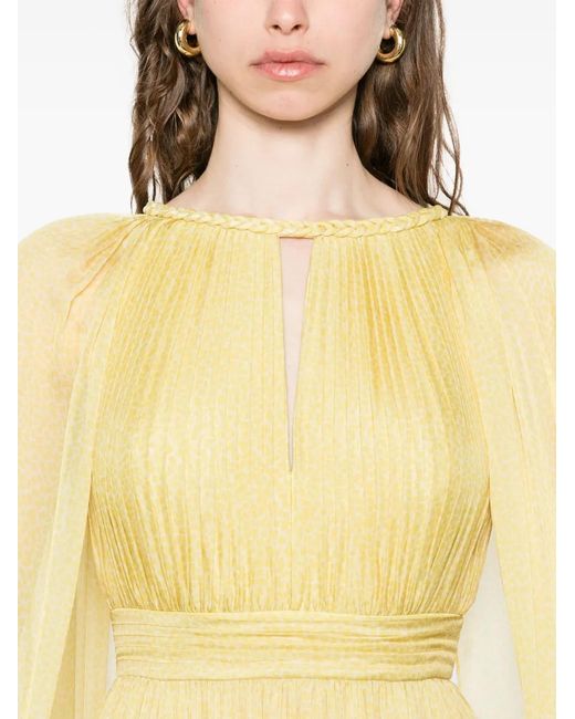 Elie Saab Yellow Pleated Maxi Dress