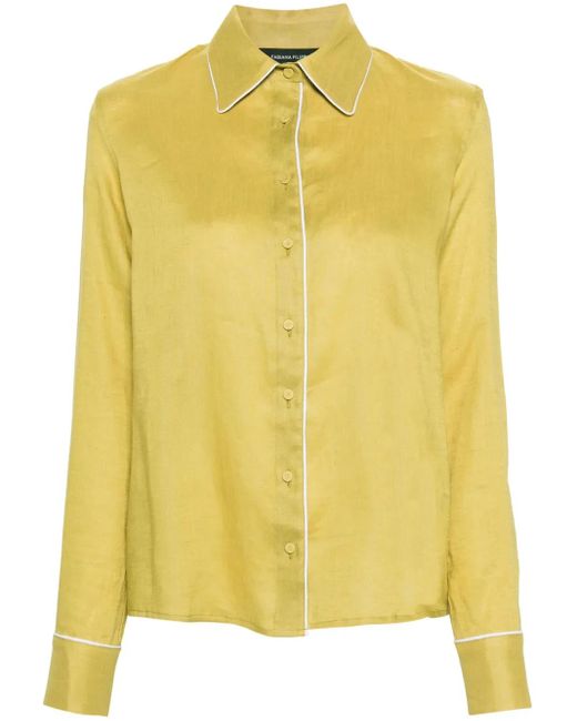 Fabiana Filippi Yellow Piped-Trim Linen Shirt
