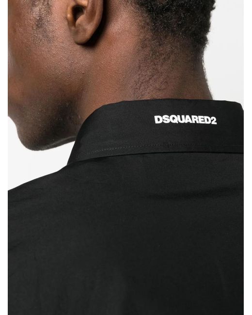 DSquared² Black Logo-Print Button-Up Shirt for men