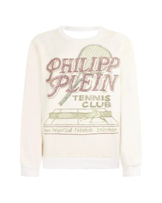 Philipp Plein White Tennis Club Sweatshirt
