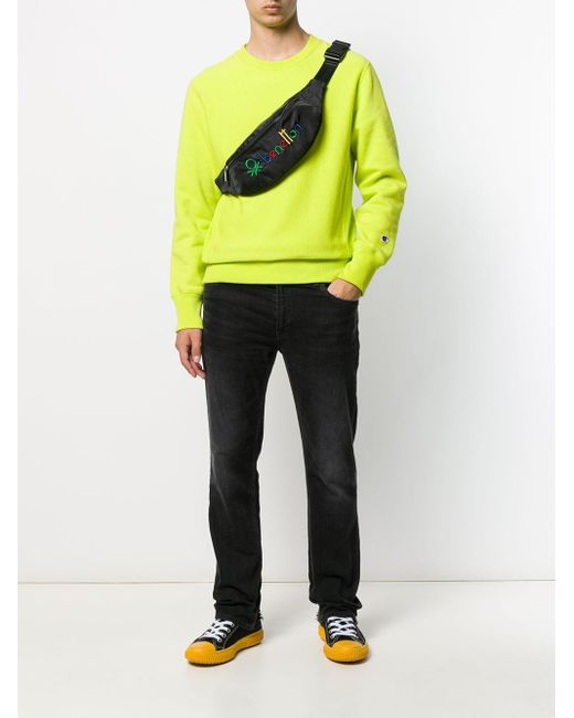 Riñonera con logo bordado Benetton de hombre de color Negro |