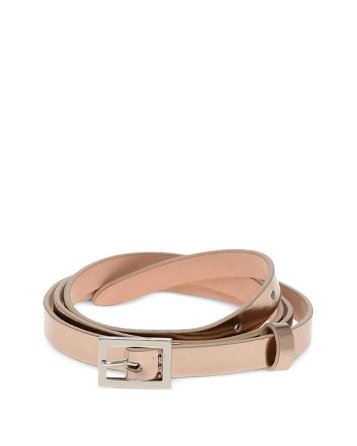DSquared² White Lamé Slim Belt
