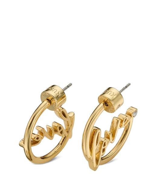 Kurt Geiger Metallic Love-Motif Hoop Earrings