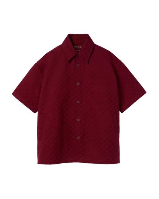 Gucci Red Oversize Gg Cotton Shirt, Ready-To-Wear for men