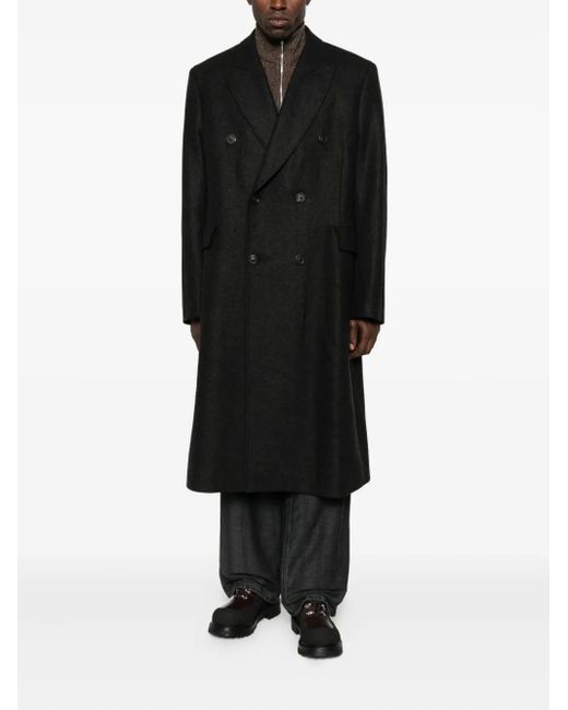 Our Legacy Black Whale Double-Breasted Coat for men