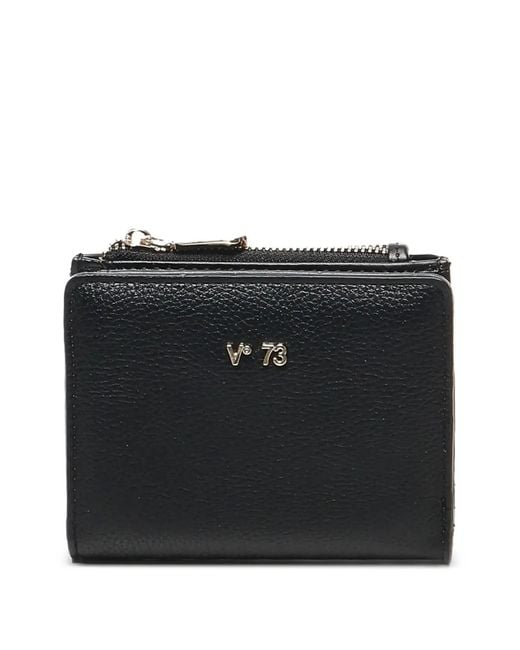 V73 Black Lettering Logo Zip Wallet