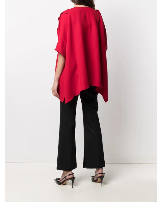 Valentino Garavani Red Ruffled Drape Blouse