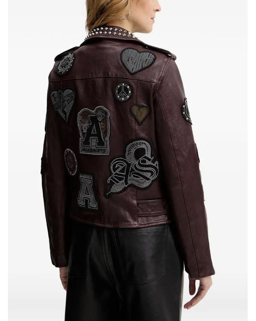 AllSaints Black Veste De Moto College En Cuir