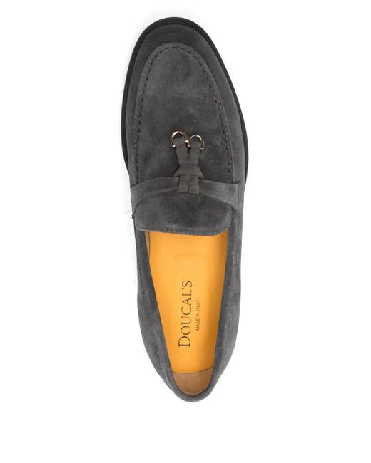 Doucal's Gray Tassel-Detail Suede Loafers