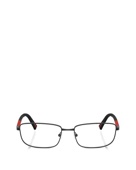 Prada Linea Rossa Black Rectangle-Frame Glasses for men