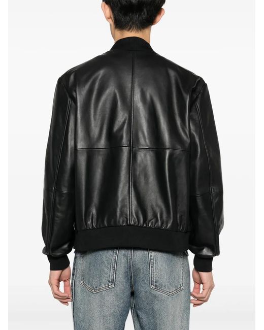 Just Cavalli Black Leather Bomber Jacket for men