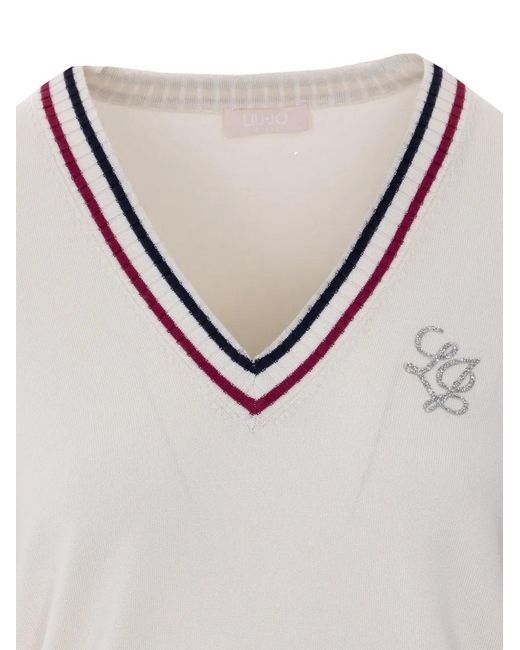 Liu Jo White V-Neck Sweater