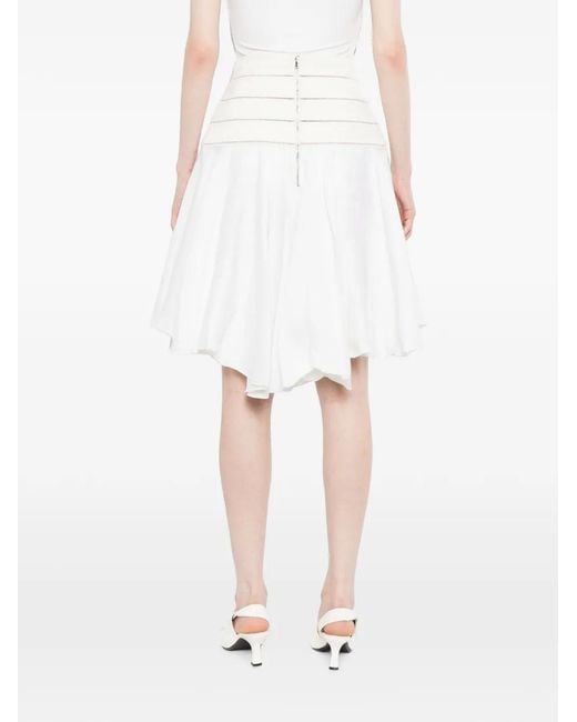 Antonio Berardi White Lace-Up Flared Skirt