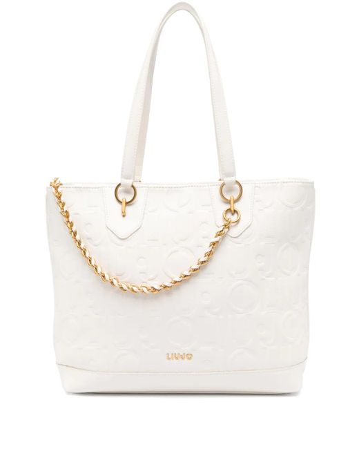 Liu Jo White Medium Monogram Tote Bag
