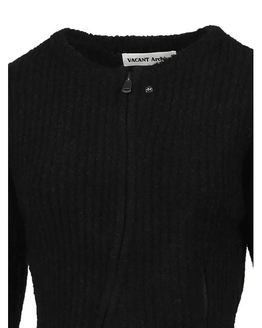 Post Archive Faction PAF Black Ribbed-Knit Zip-Up Sweater