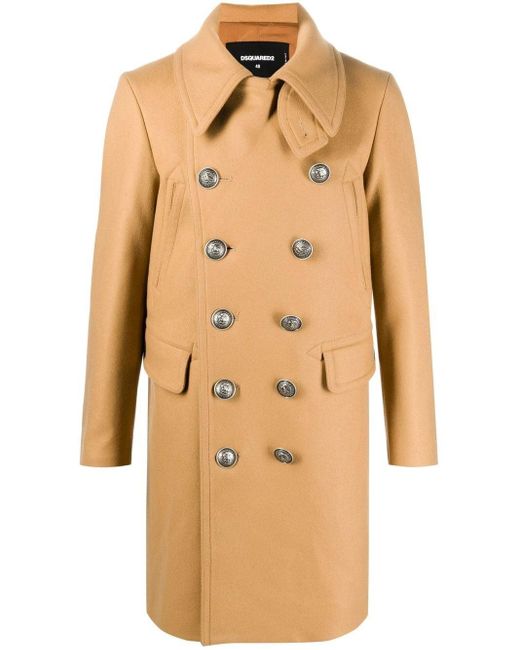 DSquared² Natural exaggerated-collar Double-breasted Coat for men
