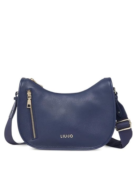 Liu Jo Blue Logo-Plaque Curved Crossbody Bag
