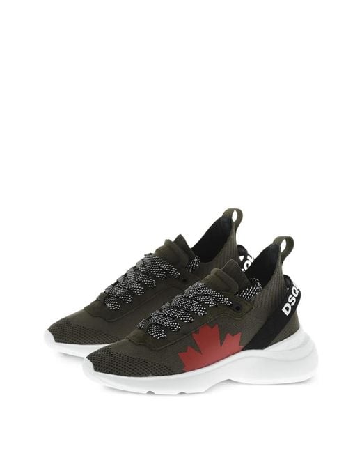 DSquared² Green Fly Maple-Leaf Sneakers