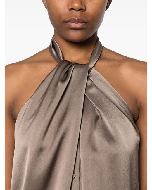 Top Neline drapeado con cuello halter Nanushka de color Brown