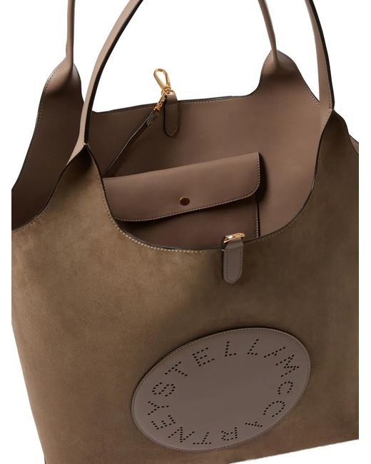 Stella McCartney Brown Stella Logo Perforated Tote Bag