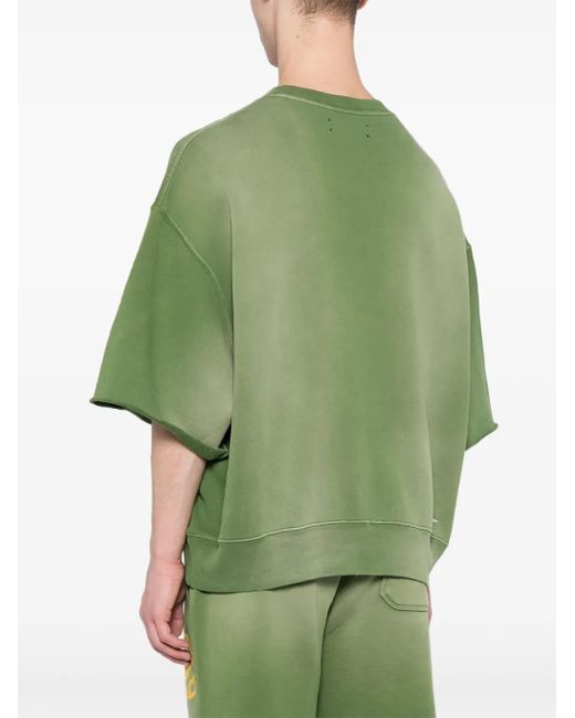Amiri Green Crew-Neck Short-Sleeve Sweatshirt for men